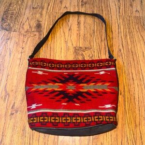 El Paso Saddle Blanket Co Native Southwestern Wool Tote Handbag Aztec Boho India